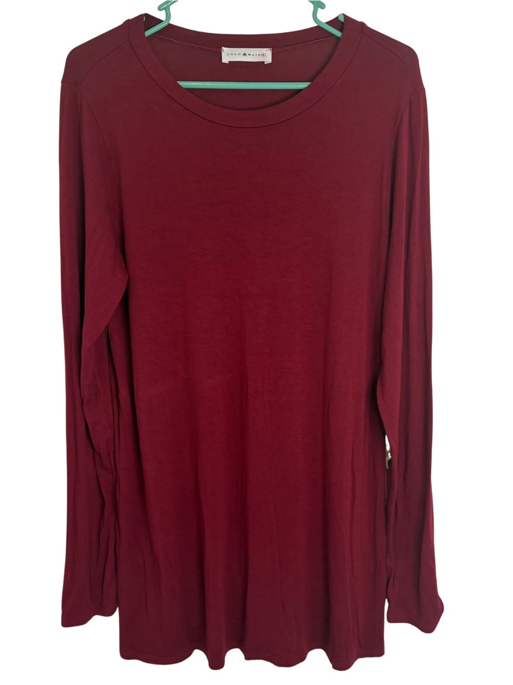 Coco & Main Maroon Long Sleeve Elbow Patch Knee Length Dress Size Large
